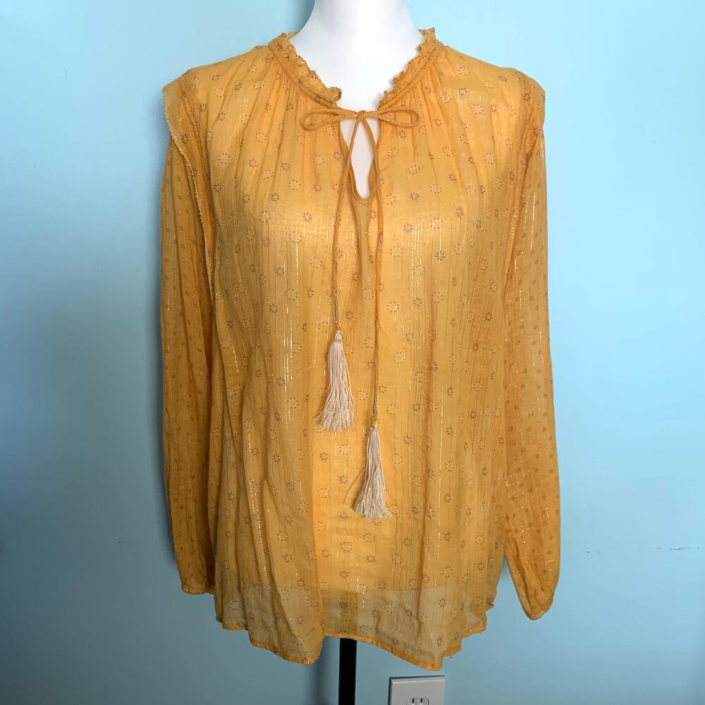 Anthropologie Dolan Golden Yellow Boho Top Size Large